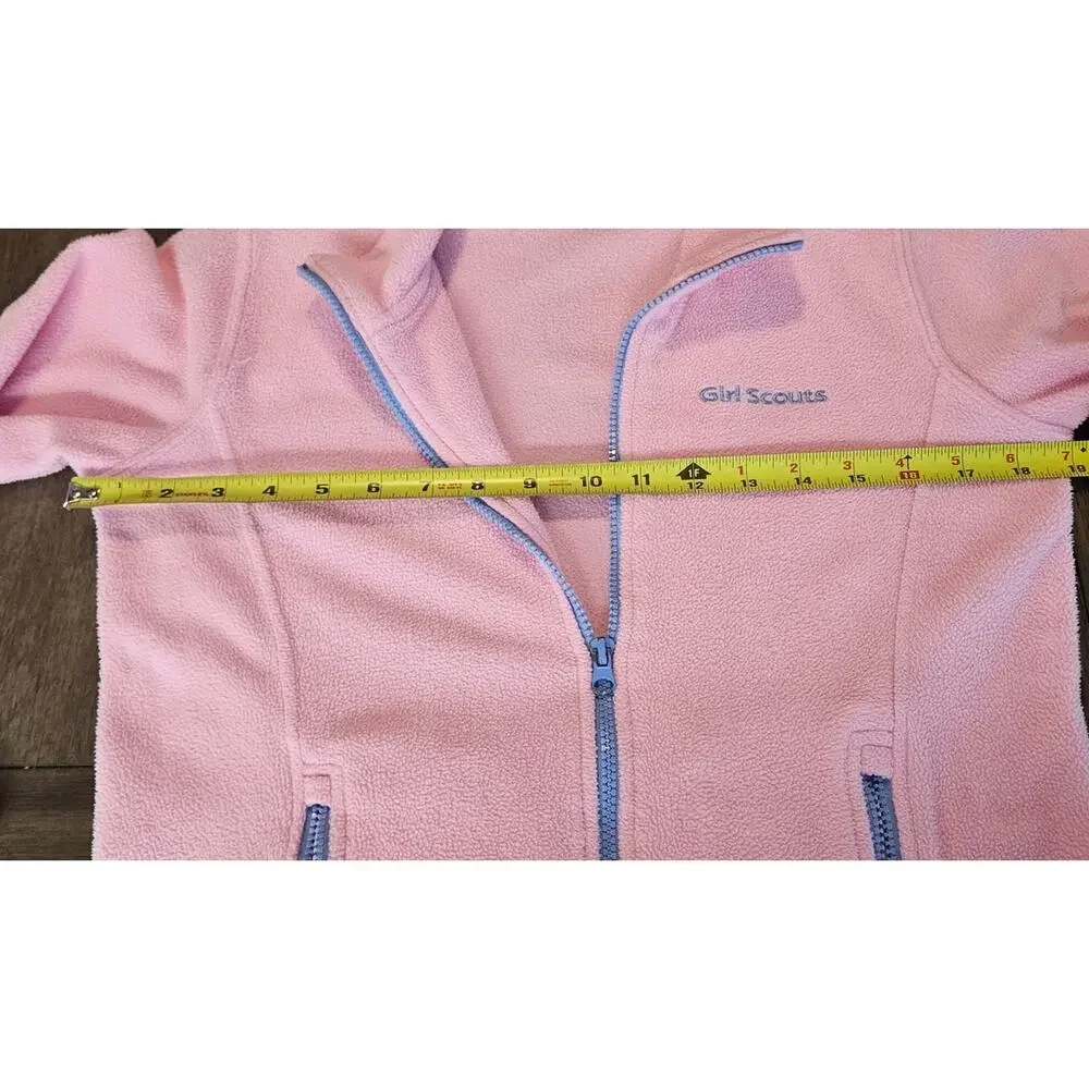 Girl Scout Fleece Pink with Lilac Trim Full Zip *L*See Measurements in Pictures